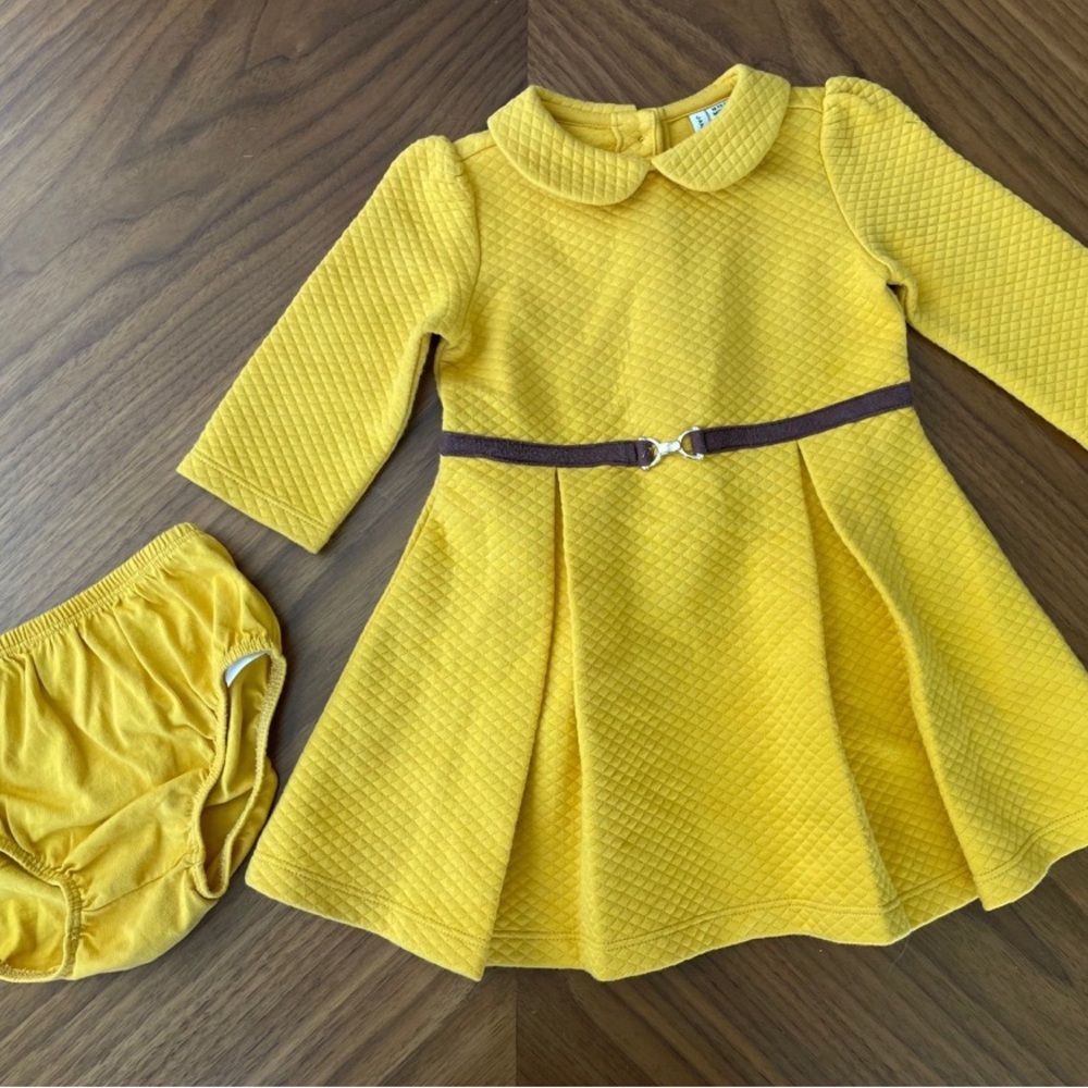 Janie and Jack Mustard Yellow Dress with bloomers